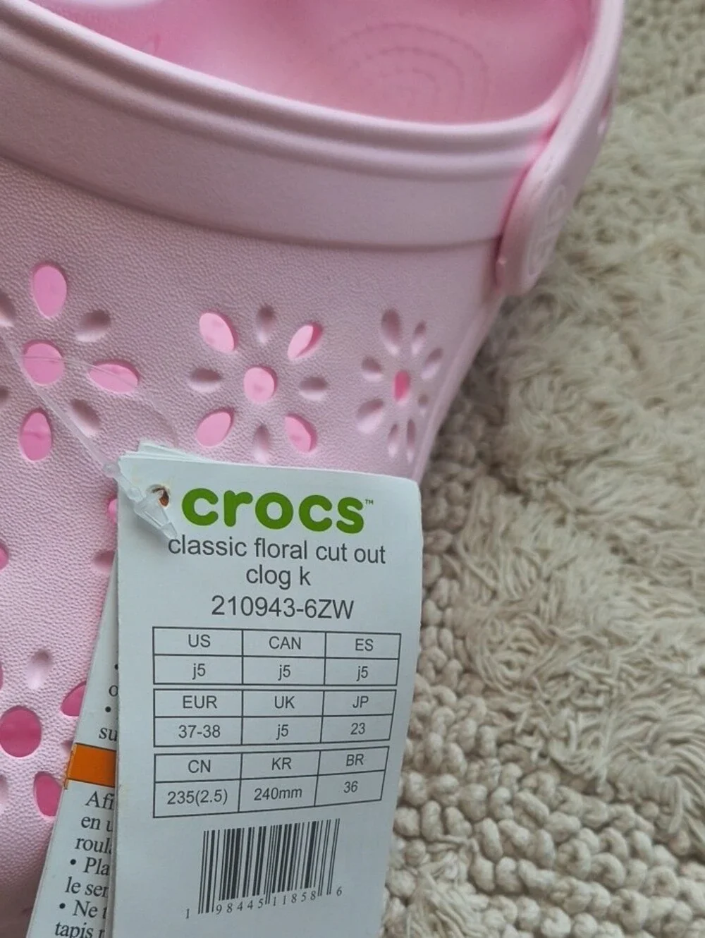 CROCS Kids Floral Classic Clog in Light Pink